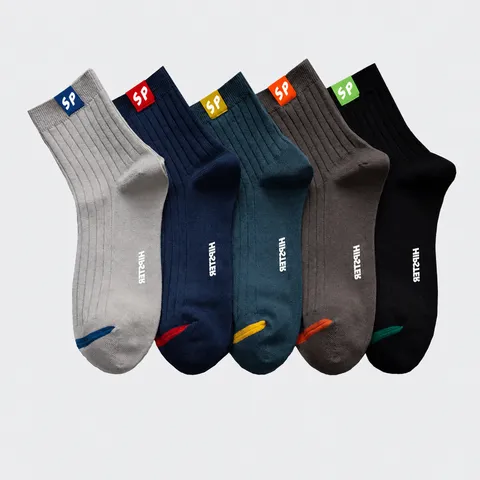 Men's Casual Crew Socks Breathable Sweat-Absorbent Cotton Blend Business Sports Socks All-Season Comfortable Fashion Socks