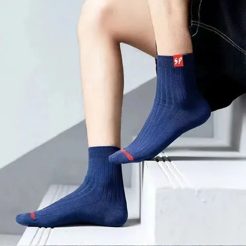 Men's Casual Crew Socks Breathable Sweat-Absorbent Cotton Blend Business Sports Socks All-Season Comfortable Fashion Socks