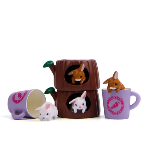 Mini Rabbit Figurine Resin Tree Stump Cup Micro Landscape Accessory For DIY Fairy Garden Desktop Office Decor Bunny Ornament