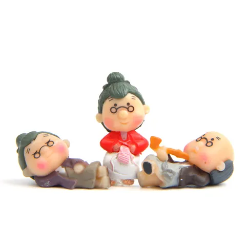 Miniature Grandparents Figurines And Prop Lamp For DIY Micro Landscape Decoration PVC Injection Molding Rustic Home Desk Garden Ornament Succulent Pot Cake Topper