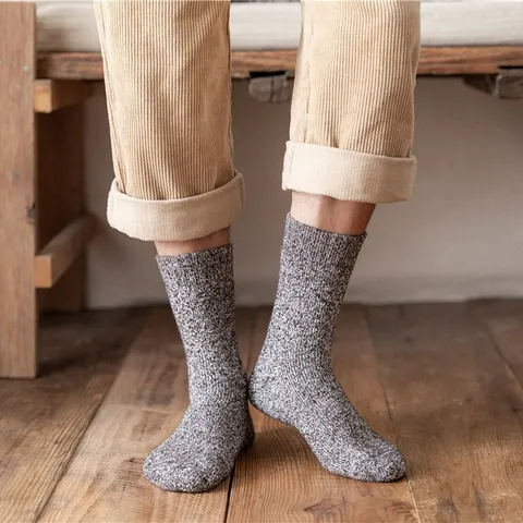 Herren Winter Thermisch Verdickte Crew Socken Gefüttert Baumwolle Schneestiefel Socken Schweißabsorbierend Kaltes Wetter Socken