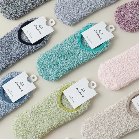 Calzini da Pavimento in Peluche Ispessito da Donna Inverno Caldo Antiscivolo Calzini Pantofola Interno Casa Yoga Calzini Morbido Calzatura Termica