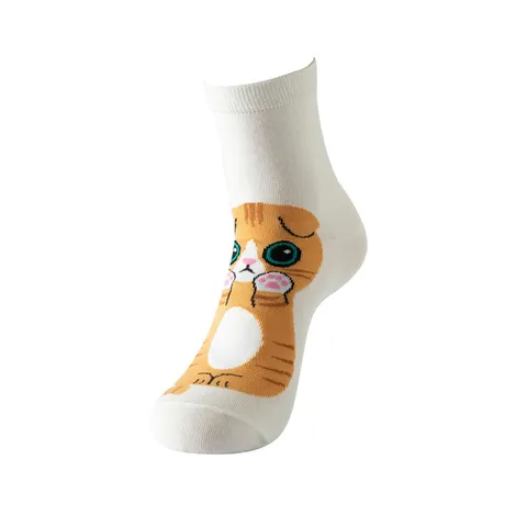 Damen Niedliche Cartoon Katze Muster Wadenhoch Socken Neuheit Baumwollmischung Tier Design Atmungsaktive Casual Strumpfwaren