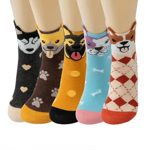 Damen Cartoon Tier Baumwolle Socken Lustige Katze Hund Muster Atmungsaktiv Weich Mittelhoch Alltag Casual Strümpfe
