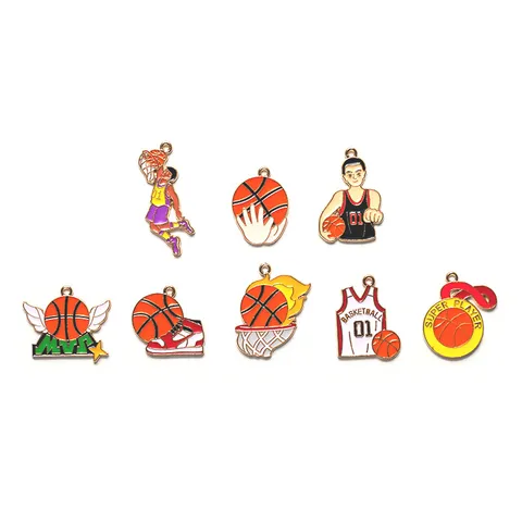 Basketball Sport Thema Legering Emaille Bedels DIY Sieraden Maken Accessoires Shirt Hangers Voor Sleutelhanger Ambacht