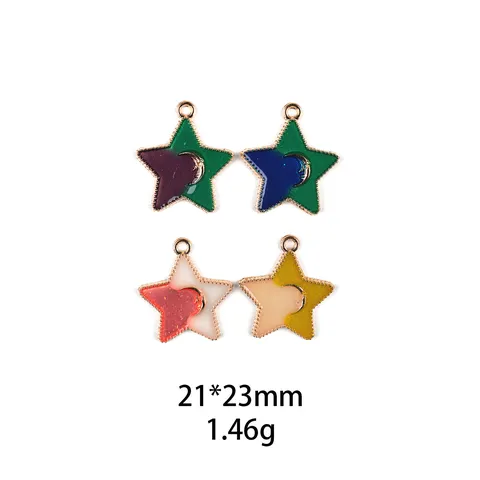 DIY Zinklegierung Fünfeckiger Stern Charms Emaillierte Mond Anhänger Für Ohrringe Armband Haarnadeln Schmuckherstellung Zubehör