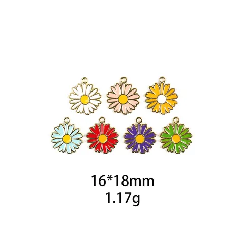 Schattig Madeliefje Zinklegering Geëmailleerde Bedels Hanger Voor DIY Sieraden Maken Oorring Sleutelhanger