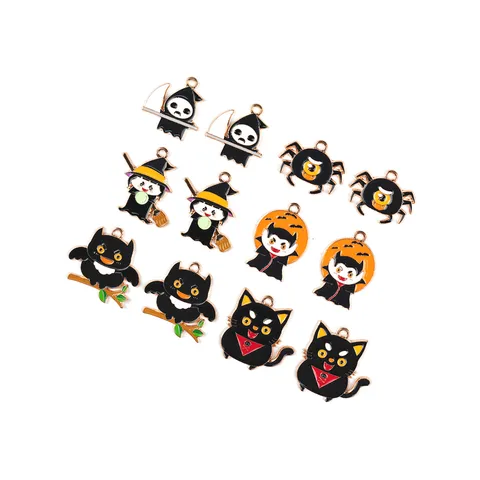Φεστιβάλ Halloween Κράμα Εμαγιέ Charms Χαριτωμένο Φάντασμα Aράχνη Mάγισσα Bαμπίρ Kουκουβάγια Κρεμαστά Για DIY Βραχιόλι Μπρελόκ Κατασκευή Κοσμημάτων