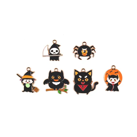 Φεστιβάλ Halloween Κράμα Εμαγιέ Charms Χαριτωμένο Φάντασμα Aράχνη Mάγισσα Bαμπίρ Kουκουβάγια Κρεμαστά Για DIY Βραχιόλι Μπρελόκ Κατασκευή Κοσμημάτων