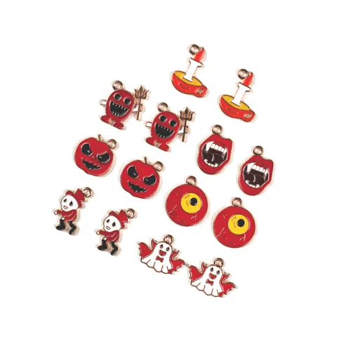 Halloween DIY Zinklegering Emaille Charms Pompoen Geest Vampir Oog Hangers Voor Armband Sleutelhanger Sieraden Maken