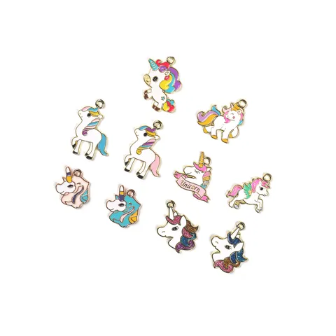 Kleurrijke Leuke Eenhoorn Legering Emaille Charms DIY Sieraden Maken Accessoires Voor Sleutelhangers Kettingen Armbanden Ambachten