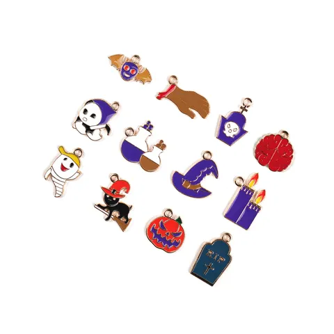 Halloween Vleermuis Geest Pompoen Toverdrank Heksenhoed Legering Charms DIY Sieraden Maken Hanger Sleutelhanger Accessoires
