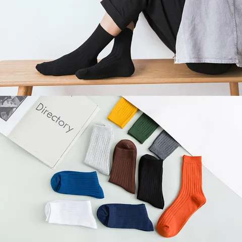 Chaussettes d'Affaires Rayées en Coton Décontractées pour Hommes Chaudes d'Hiver