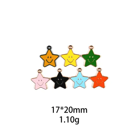 DIY Legering Geëmailleerd Smiley Pentagram Bedels Schattige Ster Hanger Voor Sieraden Maken Armband Ketting Ambachtelijke Accessoires