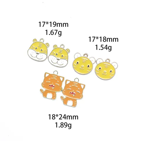 Cute Tiger Head Alloy Enamel Charms DIY Jewelry Accessories Pendant For Keychains Hair Ornaments