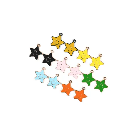 DIY Legering Geëmailleerd Smiley Pentagram Bedels Schattige Ster Hanger Voor Sieraden Maken Armband Ketting Ambachtelijke Accessoires
