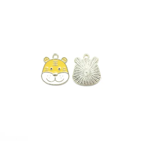 Cute Tiger Head Alloy Enamel Charms DIY Jewelry Accessories Pendant For Keychains Hair Ornaments