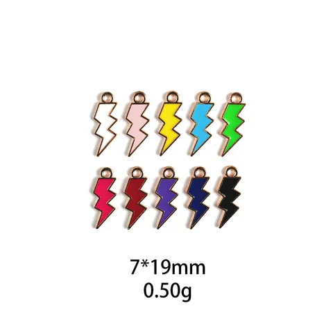 Diy Alloy Enamel Lightning Pendants Cute Cartoon Charms For Jewelry Making Keychain Hair Accessories
