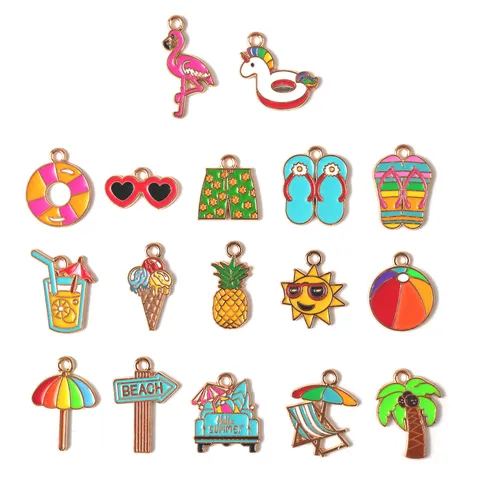Zomer Strand Serie Legering Geëmailleerde Bedels DIY Sieraden Maken Accessoires Schattige Hanger Voor Armband Ketting Sleutelhanger