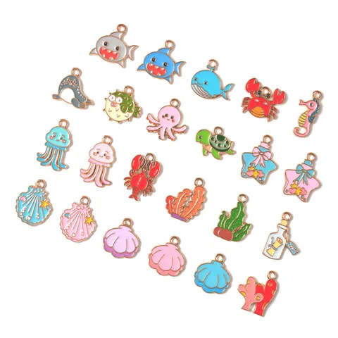Oceaan Serie Legering Emaille Zeedieren Bedels DIY Sieraden Accessoires Schattige Hangers Voor Sleutelhangers Kettingen Armbanden