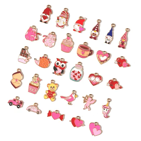 Valentijnsdag Dwerg Hart Legering Emaille Bedels DIY Sieraden Maken Hangers Sleutelhanger Accessoires