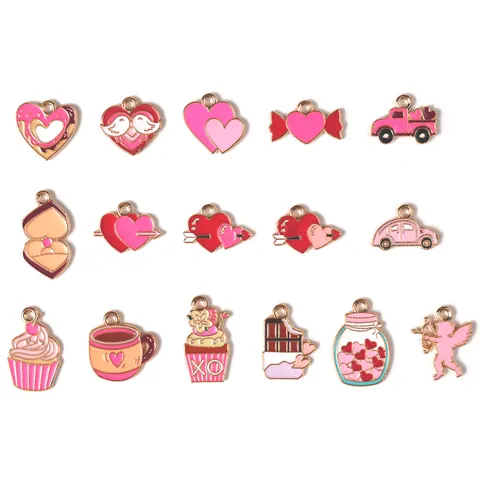 Valentijnsdag Dwerg Hart Legering Emaille Bedels DIY Sieraden Maken Hangers Sleutelhanger Accessoires