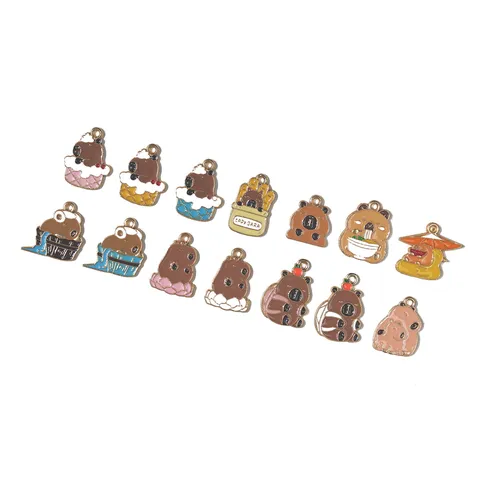 Leuke Capybara Emaille Legering Hanger DIY Bedel Sleutelhanger Hangend Accessoire Voor Sieraden Maken