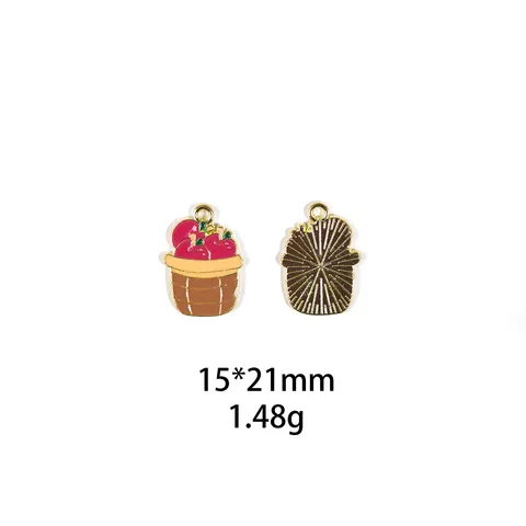 Zinklegering Emaille DIY Hanger Charms Fruitmand Paddenstoel Beer Hulstblad Dennenappel Voor Armband Sleutelhanger Sieraden Maken