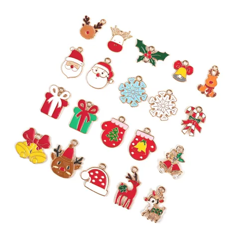 Kerstmis DIY Legering Emaille Bedels Kerstman Sneeuwvlok Rendier Hanger Sieraden maken Accessoires Sleutelhanger Bevindingen