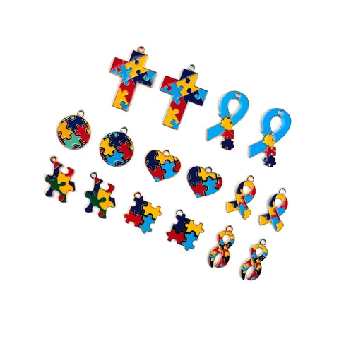 DIY Legering Emaille Puzzel Kruis Hart Lint Hangers Bedels Assorti Vormen Voor Sieraden Maken Sleutelhanger Ambacht DIY Accessoires