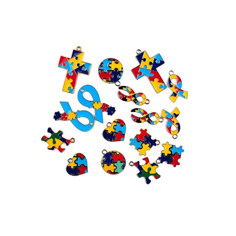 DIY Legering Emaille Puzzel Kruis Hart Lint Hangers Bedels Assorti Vormen Voor Sieraden Maken Sleutelhanger Ambacht DIY Accessoires