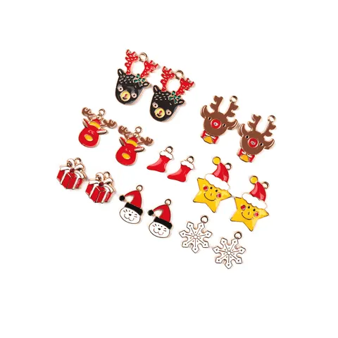 Kerst Hert Sneeuwman Sneeuwvlok Cadeau Doos DIY Legering Sieraden Accessoires Hanger