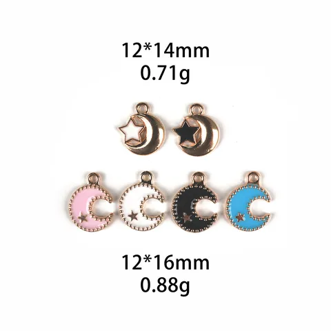 Zinklegering Geëmailleerd Maan en Ster Bedels Hangers DIY Sieraden Maken Accessoires Voor Oorbellen Sleutelhangers Ambachten