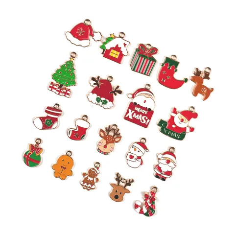 Kerst de Kerstman Geschenkdoos Kous Geëmailleerde Zinklegering Bedels DIY Armband Ketting Hanger Sieraden Maken Accessoires