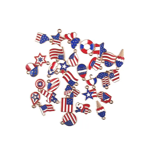 Amerikaanse Vlag Onafhankelijkheidsdag Emaille Legering DIY Sieraden Hangers Ster Hart Laars Schoen Charms Voor Ambacht