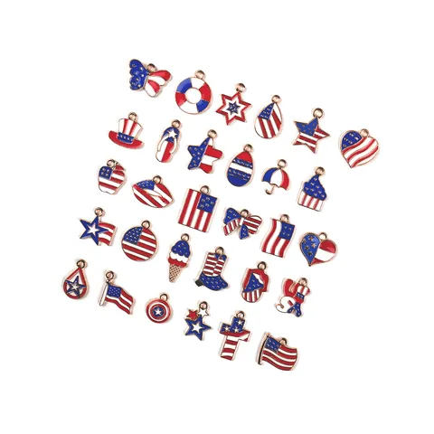 Amerikaanse Vlag Onafhankelijkheidsdag Emaille Legering DIY Sieraden Hangers Ster Hart Laars Schoen Charms Voor Ambacht