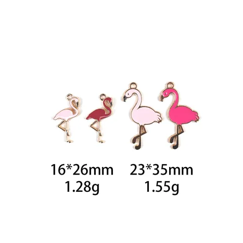 Cute Flamingo Enamel Alloy Charms DIY Jewelry Making Accessories Pink Bird Pendants For Bracelet Keychain Crafts