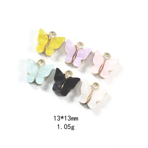 DIY Legering Oliedruppel Vlinder Bedels Kleurrijke Hars Vlinder Hangers Voor Sieraden Maken Sleutelhanger Haaraccessoires