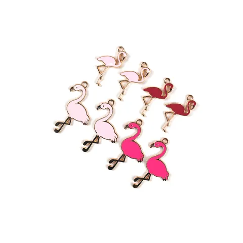 Cute Flamingo Enamel Alloy Charms DIY Jewelry Making Accessories Pink Bird Pendants For Bracelet Keychain Crafts