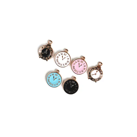 Zinklegering Emaille Dubbelzijdige Klok Hanger DIY Sieraden Maken Bedel Accessoires Voor Sleutelhanger Ketting