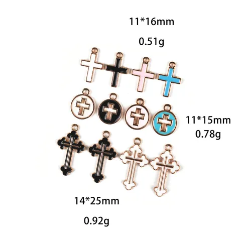 Zinklegering Kruis Hangers Geëmailleerd DIY Sieraden Maken Charms Kruisvormige Ambachtelijke Accessoires Voor Haaraccessoires Sleutelhangers