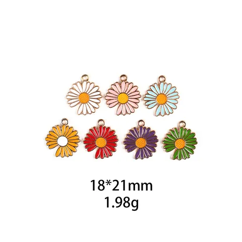 Zinklegering Emaille Kleine Madelief Bloem Charms DIY Sieraden Maken Accessoires Schattige Plant Hanger Voor Armband Ketting Ambacht