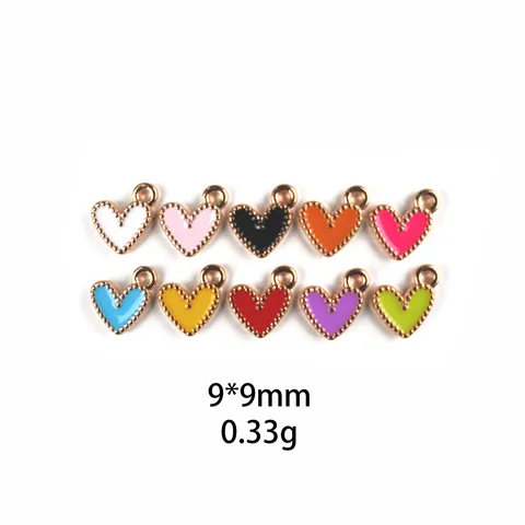Colorful Mini Heart Alloy Enamel Charms Pendants DIY Jewelry Accessories For Keychain Necklace Bracelet Craft Making