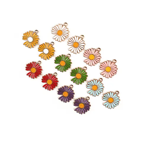 Zinklegering Emaille Kleine Madelief Bloem Charms DIY Sieraden Maken Accessoires Schattige Plant Hanger Voor Armband Ketting Ambacht
