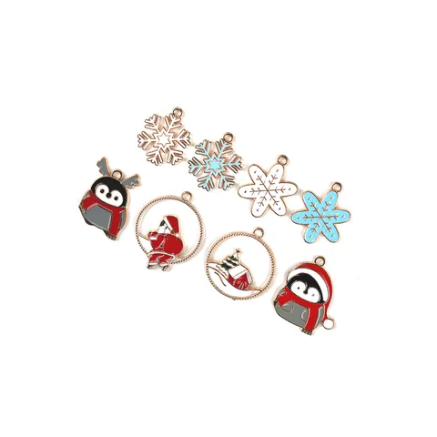 Kerst Kerstman Sneeuwvlok Pinguïn Legering Geëmailleerd DIY Sieraden Accessoires Hanger Sleutelhanger Bedel