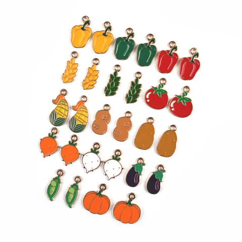 DIY Legering Emaille Groente Voedsel Charms Hangers Gemengde Oogst Plant Maïs Pinda Pompoen Wortel Sieraden Maken Accessoires
