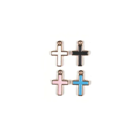 Zinklegering Kruis Hangers Geëmailleerd DIY Sieraden Maken Charms Kruisvormige Ambachtelijke Accessoires Voor Haaraccessoires Sleutelhangers