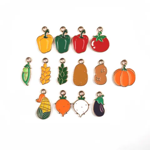 DIY Legering Emaille Groente Voedsel Charms Hangers Gemengde Oogst Plant Maïs Pinda Pompoen Wortel Sieraden Maken Accessoires