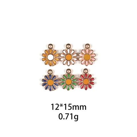 Zinklegering Emaillied Madeliefje Bloem Bedels Kleurrijke Bloemen Hangers Voor DIY Sieraden Maken Haaraccessoires Sleutelhangers