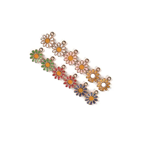 Zinklegering Emaillied Madeliefje Bloem Bedels Kleurrijke Bloemen Hangers Voor DIY Sieraden Maken Haaraccessoires Sleutelhangers